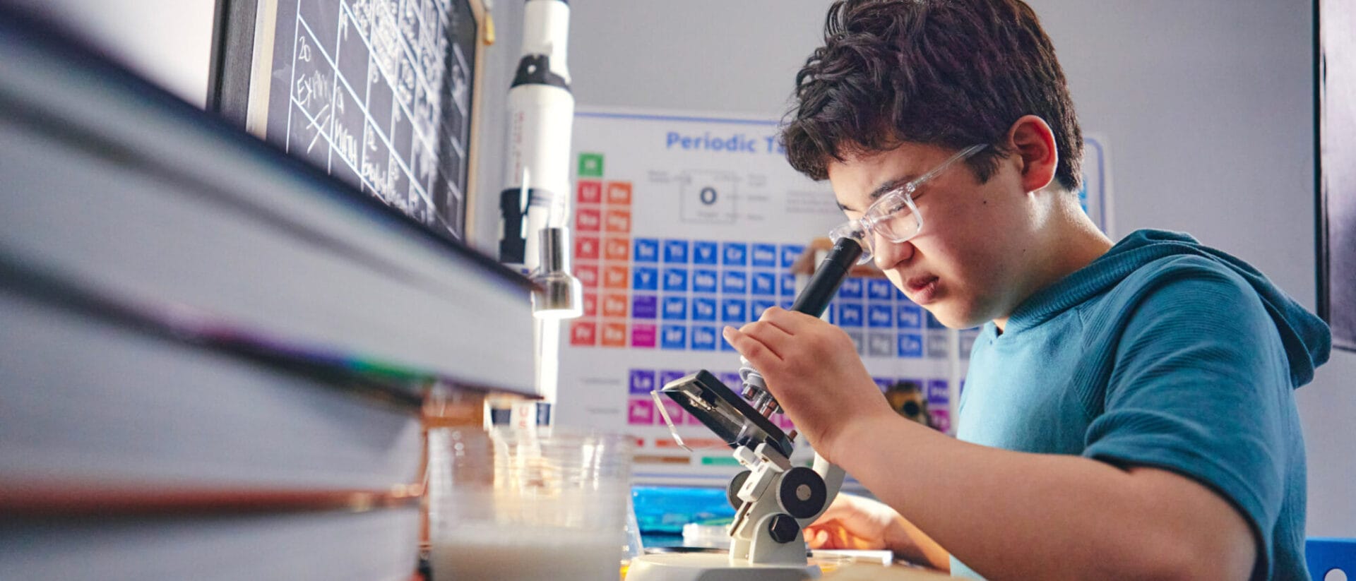 Student working on a science project